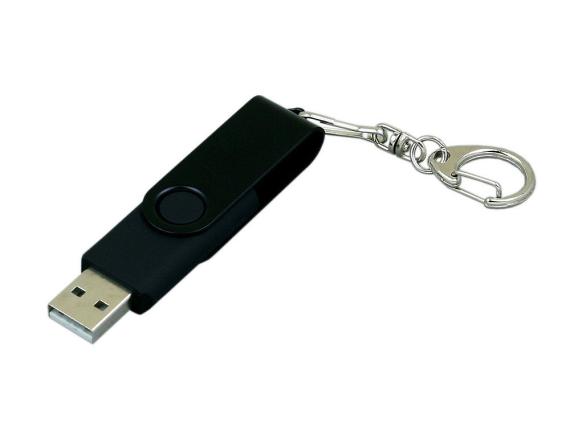 USB 3.0- флешка промо на 128 Гб с поворотным механизмом и однотонным металлическим клипом