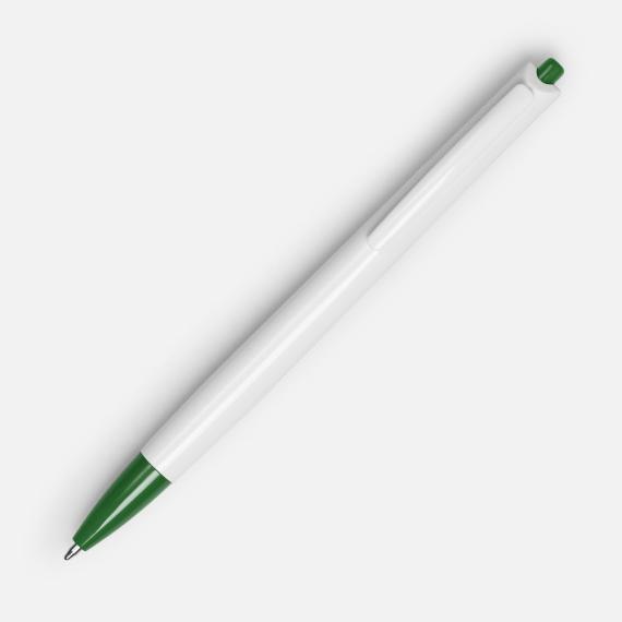 Ручка шариковая Tick, белая с зеленым