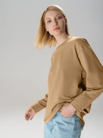 Футболка оверсайз с двойным рукавом Kosmos, бежевая, размер XL/XXL