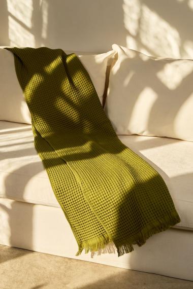 Плед вафельный Elenglect, зеленый