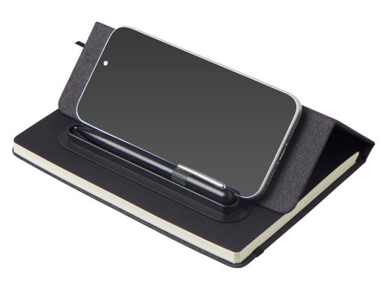 Блокнот А5 «NotaBene» с металлической шариковой ручкой и подставкой для телефона