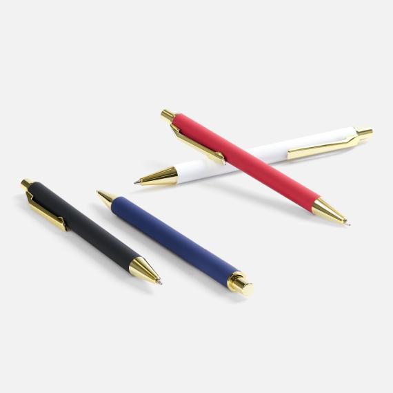 Ручка шариковая Lobby Soft Touch Gold, белая