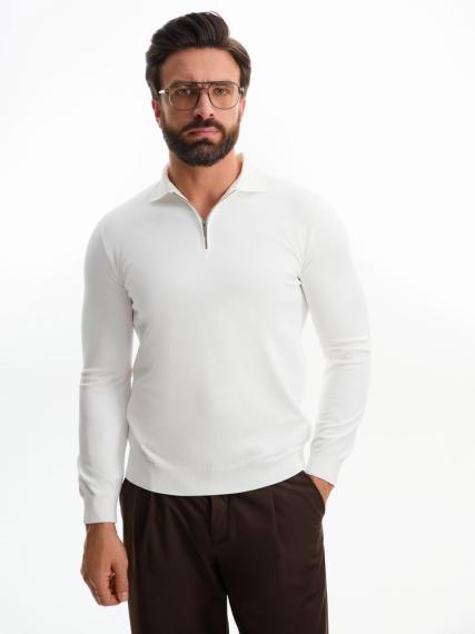 Рубашка поло мужская с длинным рукавом Terrazzo, белая, размер S/M