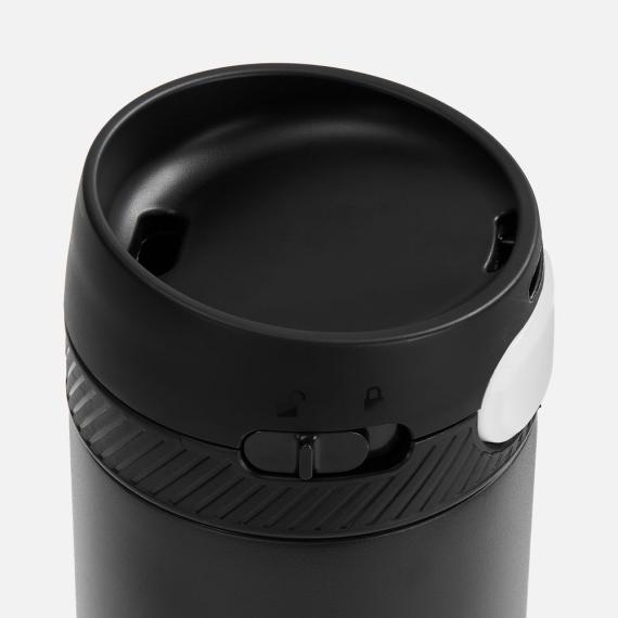 Термостакан X1 с цветной кнопкой, черный с белым