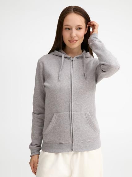 Толстовка женская на молнии с капюшоном Seven Women 290, серый меланж, размер M