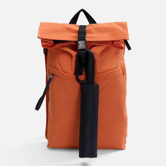 Зонт обратного сложения inLoop с ручкой-карабином, черный