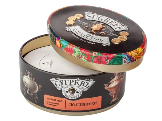 Подарочный набор «По-сибирски» с черным чаем и малиновым монпансье