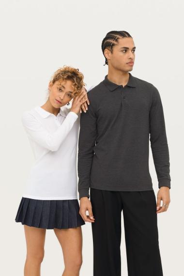 Рубашка поло мужская с длинным рукавом Perfect LSL Men серый меланж, размер S