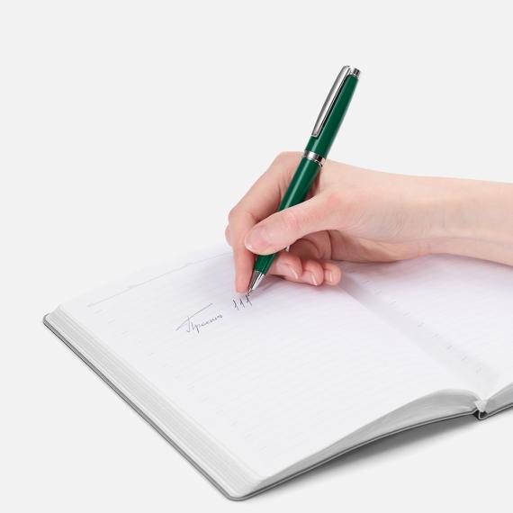 Ручка шариковая Letra Chrome, глянцевая, темно-зеленая