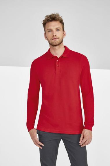 Рубашка поло мужская с длинным рукавом Winter II 210 красная, размер S